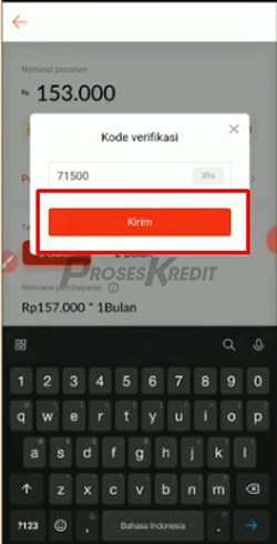 13. Jika kode sudah masuk