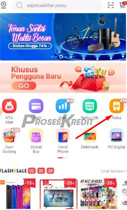 2. Kemudian pilih menu Pulsa