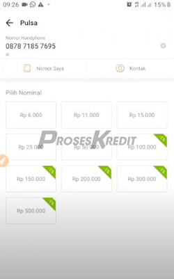 3. Lalu pilih nominal pulsa yang ingin anda beli