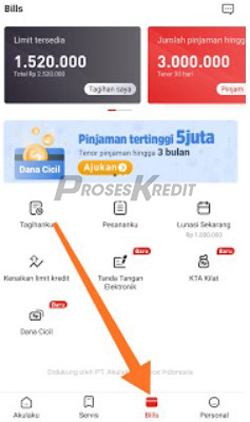3. Pilih menu Bills