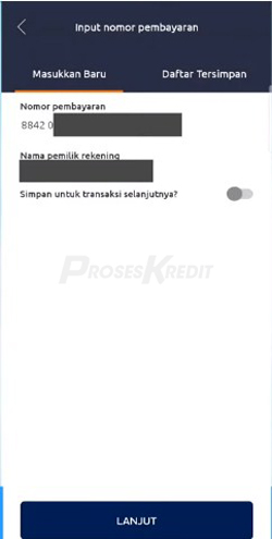 4. Akan muncul nomor pembayaran dan nama pemilik rekening