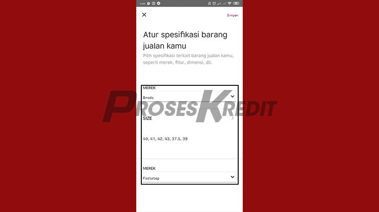 Atur Spesifikasi Barang