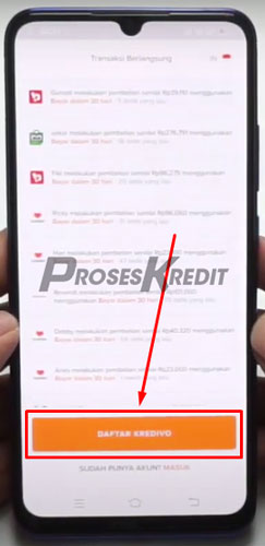 Selanjutnya klik Mulai dan pilih Daftar Kredivo
