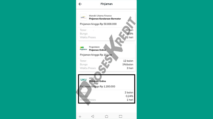 Pilih UKU Pinjaman Online