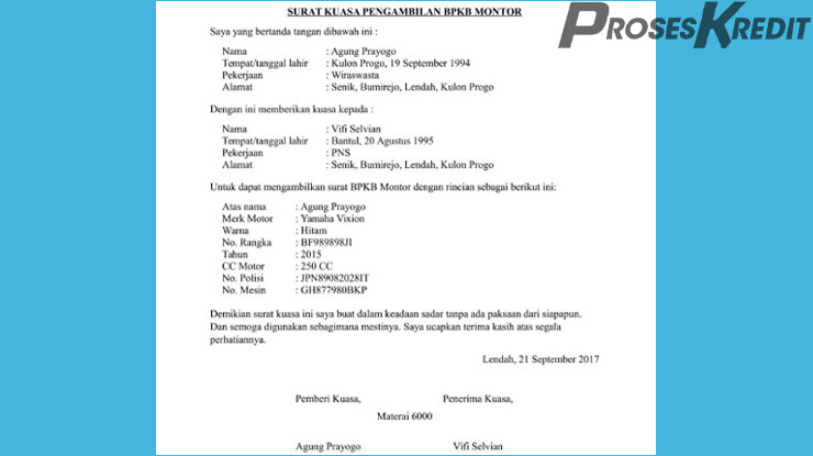 Syarat Mengambil BPKB Diwakilkan dengan Surat Kuasa