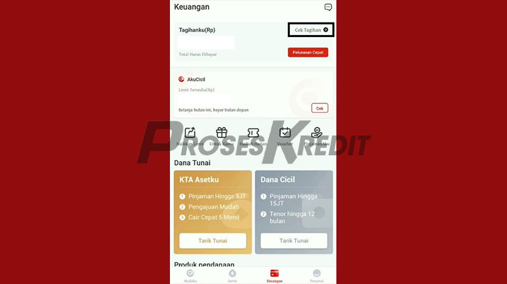 Tap Menu Cek Tagihan