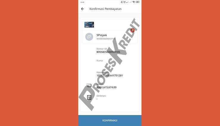 Konfirmasi Pembayaran Tagihan SPinjam di Mandiri Online