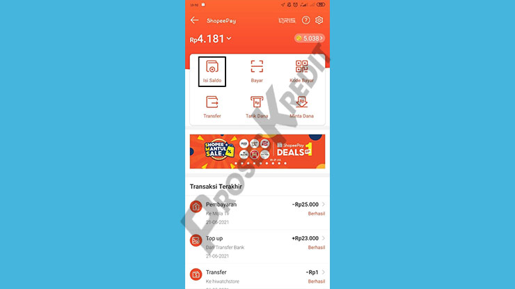 Pilih Menu Isi Saldo