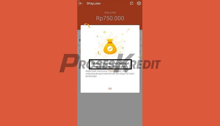 Shopee Paylater Berhasil Diaktifkan