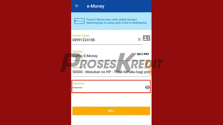 Masukkan Password Mobile Pulsa
