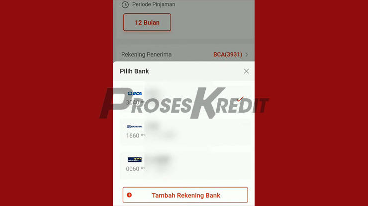 Klik Tambah Rekening Bank