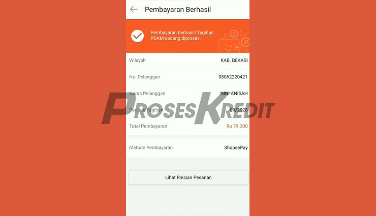 Bayar PDAM Pakai Shopee PayLater Berhasil