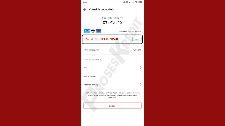 Salin Nomor Virtual Account