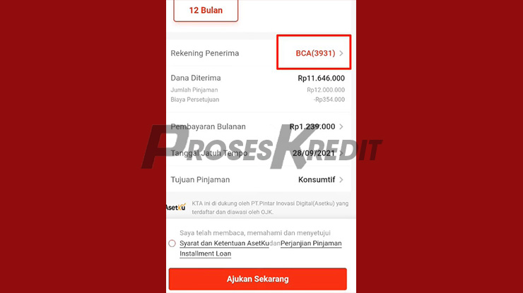 Tap Rekening Penerima