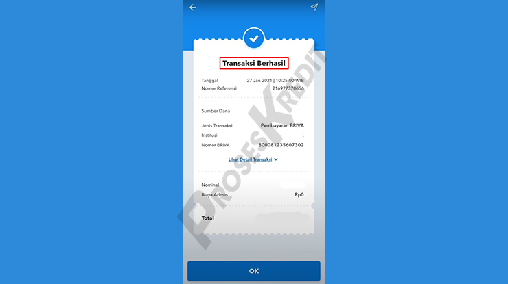 Transaksi Berhasil Bayar DANA PayLater via BRImo