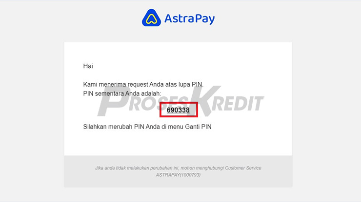 Screenshot PIN Sementara