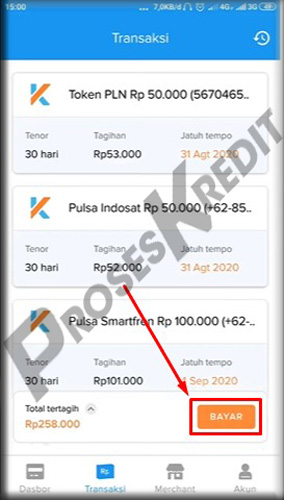 3. Klik Bayar Tagihan Kredivo