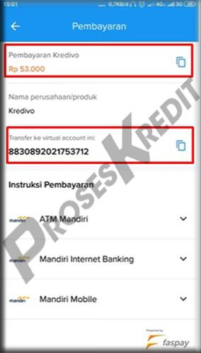 6. Salin Nomor Virtual Akun Kredivo