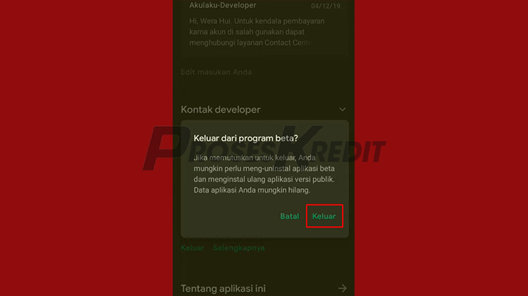 Konfirmasi Logot Akulaku versi Beta