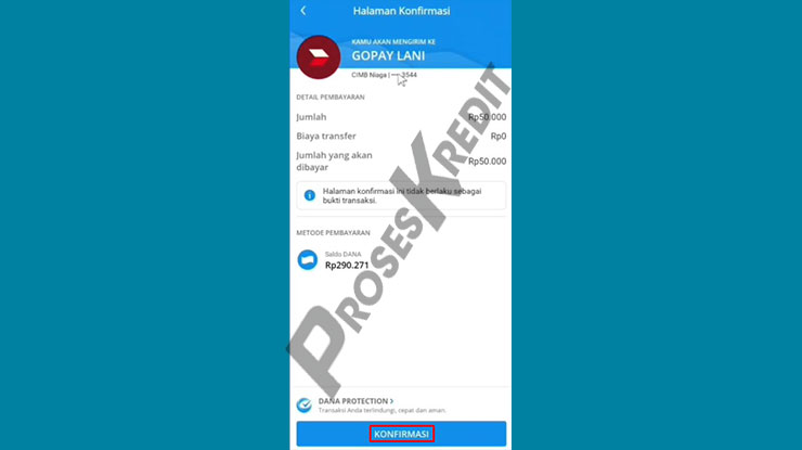 Konfirmasi Bayar Tagihan PayLater Gojek via DANA