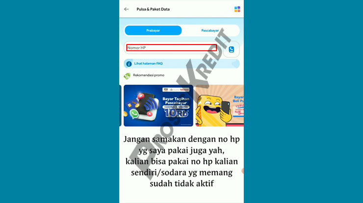 Masukkan Nomor HP Tidak Aktif