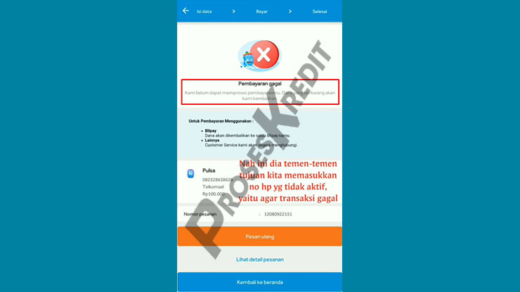 Status Pembayaran Gagal