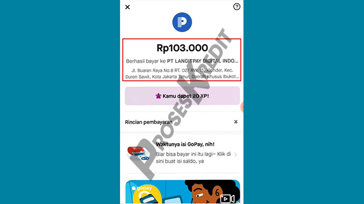 Top Up LangitPay Berhasil