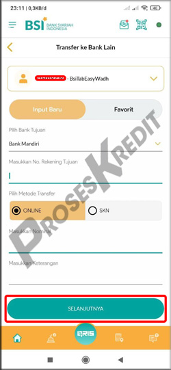 10. Masukkan Informasi Transfer