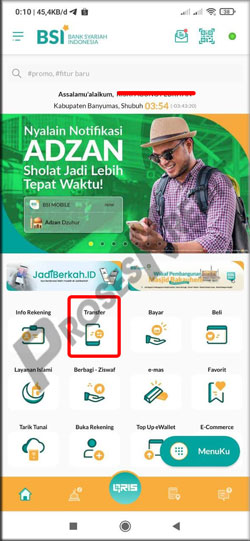 7. Pilihlah Menu Transfer
