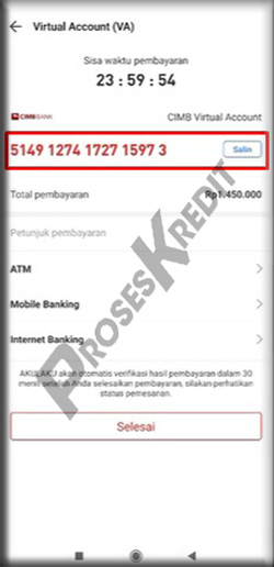 7. Salin Nomor VA Akulaku CIMB Niaga