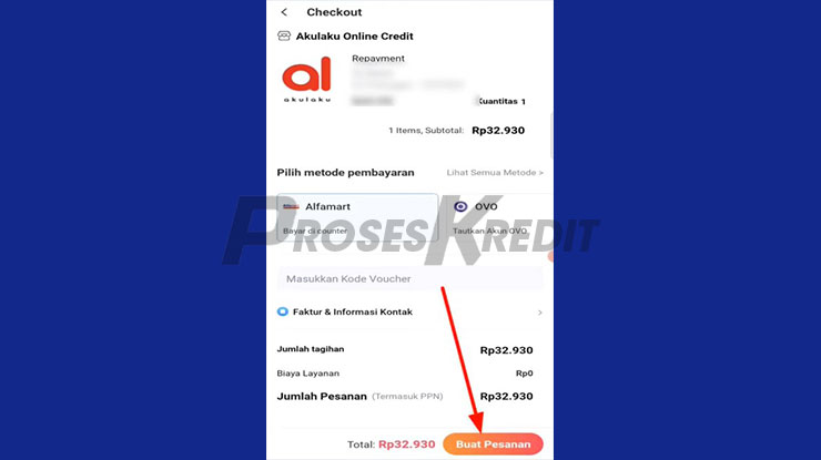 Klik Buat Pesanan Untuk Melunasi Tagihan Lazada PayLater di Alfamart