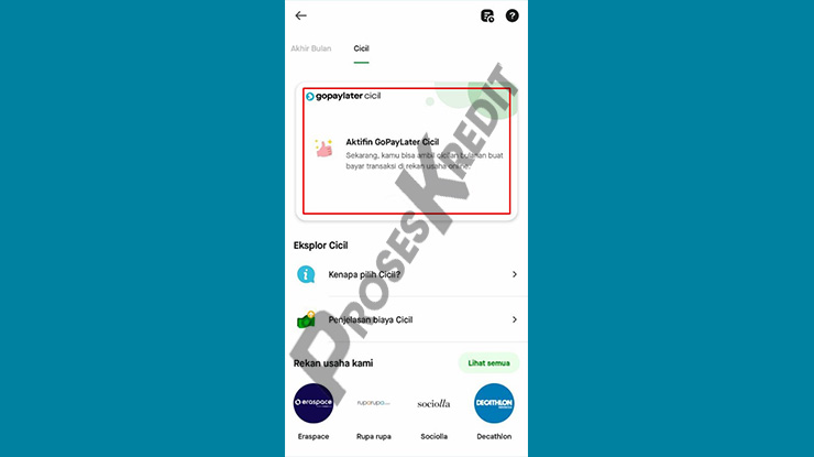 Klik Menu GoPayLater Cicil