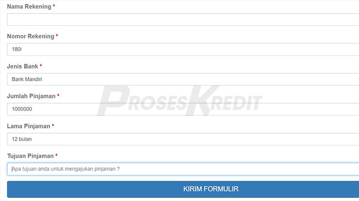 Masukkan Informasi Rekening Limit Pinjaman