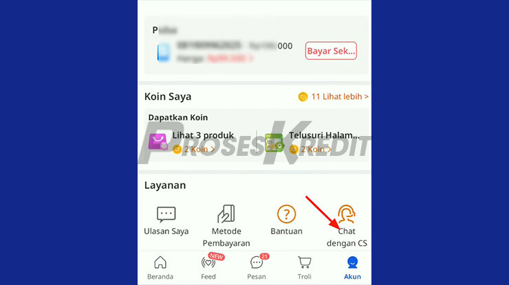 Pilih Chat dengan CS