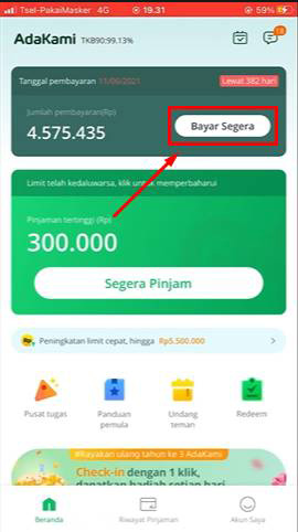 2. klik opsi Bayar Segera