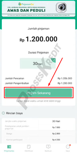 13. Klik Pinjam Sekarang