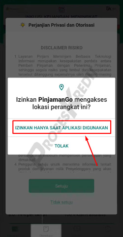 3. Izinkan Hanya Saat Aplikasi Digunakan