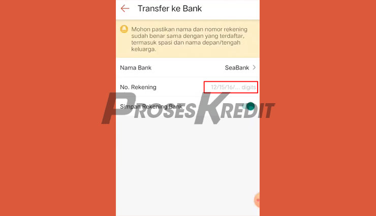 Masukkan Nomor Rekening SeaBank
