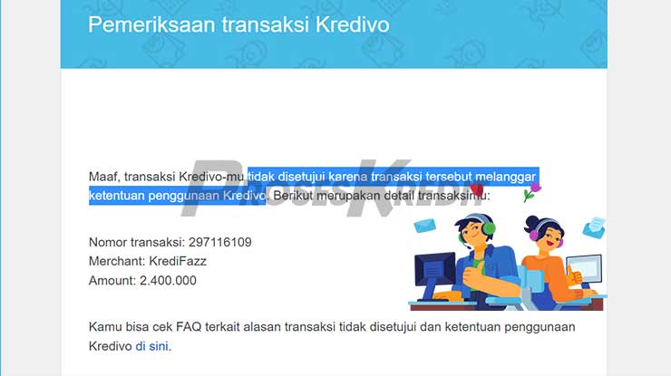 Pinjaman KrediFazz Tidak Disetujui