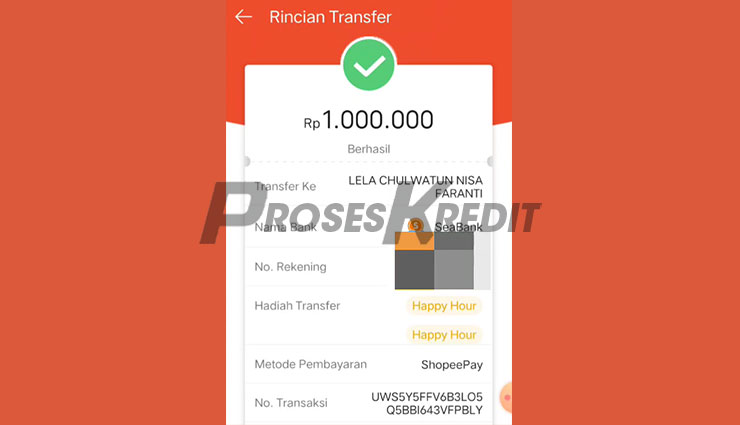 Top Up SeaBank Lewat ShopeePay Berhasil