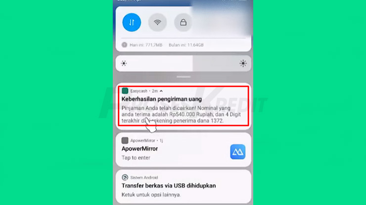 Berhasil Pinjam di EasyCash