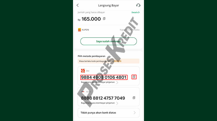 Salin Kode Pembayaran BNI