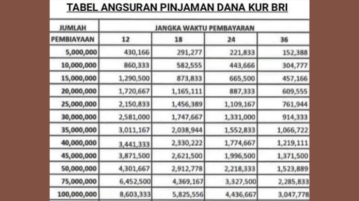 Tabel Angsuran 100 Juta II