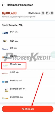 6. Pilih Bank Mandiri