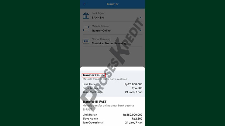 Pilih Metode Transfer