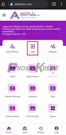 2. Login Akun Ahlipulsa