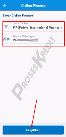 5. Pilih Jenis Cicilan Input Nomor Pelanggan