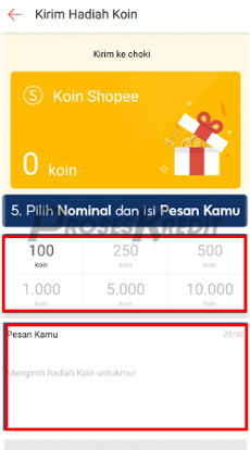 6. Masukkan Nominal Koin