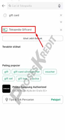 2. Ketik Tokopedia Giftcard