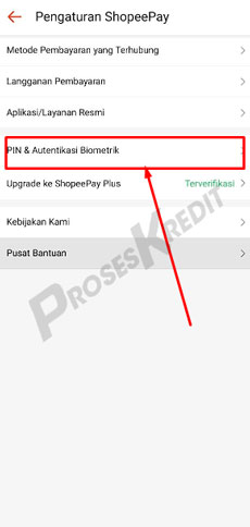 4. Pilih Menu PIN Autentikasi Biometrik